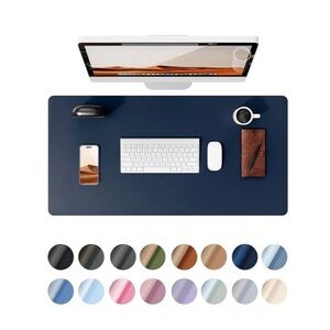 NWT Dark Blue Faux Leather Desk Pad for Electronics